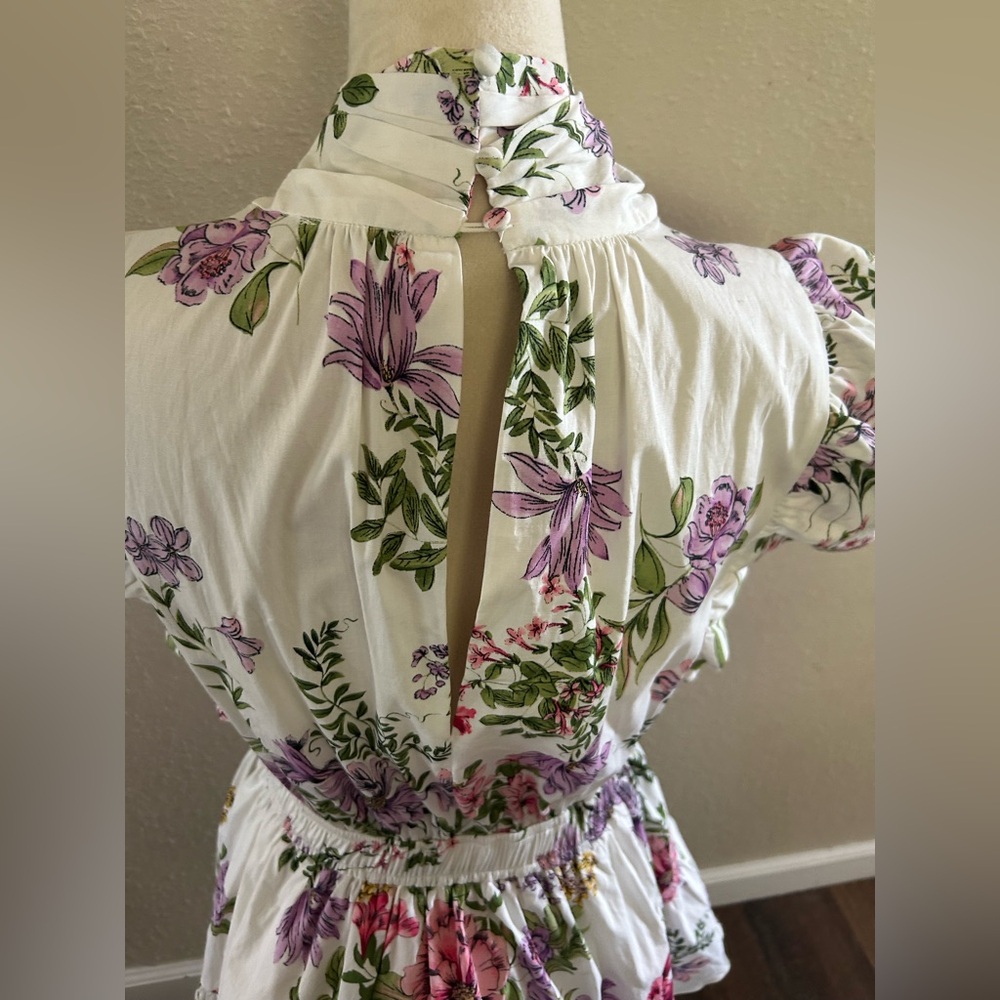 Reset Floral front Wrap mini Dress with Ruffled Sleeves NwT sz S - Picture 6 of 8